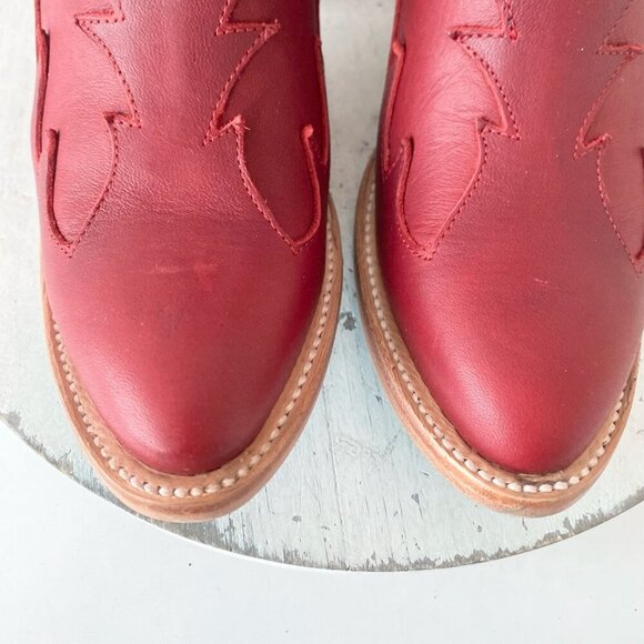 Lane CHELSEA Womens Cowboy Bootie 6 Western Red Short Cowgirl Ankle Boots EUC - Picture 6 of 11